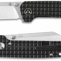 QSP Knives QSP Penguin Knife QS130-NFRG - Stonewash 154CM Sheepfoot - Black Stonewash Frag Ti - Frame Lock