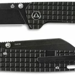 QSP Knives QSP Penguin Knife QS130-OFRG - Black Stonewash 154CM Sheepfoot - Black Stonewash Frag Ti - Frame Lock