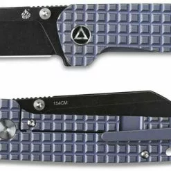 QSP Knives QSP Penguin Knife QS130-SFRG - Black Stonewash 154CM Sheepfoot - Blue Stonewash Frag Ti - Frame Lock