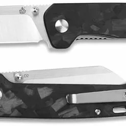 QSP Knives QSP Penguin Knife QS130-T - Satin D2 Sheepfoot - Shredded Black Carbon Fiber Overlay G10 - Liner Lock
