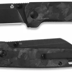 QSP Knives QSP Penguin Knife QS130-U - Black D2 Sheepfoot - Shredded Black Carbon Fiber Overlay G10 - Liner Lock