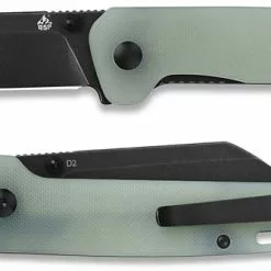 QSP Knives QSP Penguin Knife QS130-W - Black D2 Sheepfoot - Jade G10 - Liner Lock