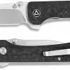 QSP Knives QSP Hawk Knife QS131-C - Satin S35VN Drop Point - Black Carbon Fiber - Liner Lock Flipper Folder
