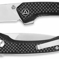 QSP Knives QSP Leopard Knife QS135-A - Satin 14C28N Drop Point - Black G10 / Carbon Fiber - Liner Lock Flipper Folder