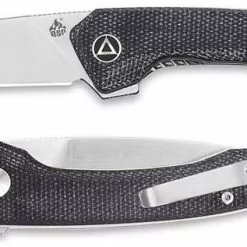 QSP Knives QSP Leopard Knife QS135-B - Satin 14C28N Drop Point - Black Micarta - Liner Lock Flipper Folder