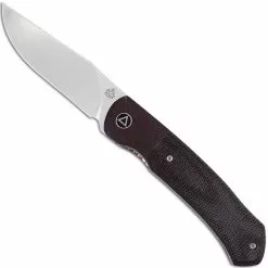 QSP Knives QSP Gannet Knife QS137-A - Satin 154CM Clip Point - Black Micarta With Red Carbon Fiber Bolster - Liner Lock Flipper Tang Folder