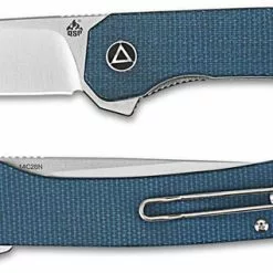 QSP Knives QSP Osprey Knife QS139-B - Satin 14C28N Drop Point - Blue Micarta - Liner Lock Flipper Folder