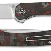 QSP Knives QSP Osprey Knife QS139-F1 - Satin 14C28N - Shredded Black And Red Carbon Fiber Overlay G10 - Liner Lock