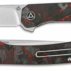 QSP Knives QSP Osprey Knife QS139-F1 - Satin 14C28N - Shredded Black And Red Carbon Fiber Overlay G10 - Liner Lock