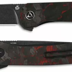QSP Knives QSP Osprey Knife QS139-F2 - Black 14C28N - Shredded Black And Red Carbon Fiber Overlay G10 - Liner Lock
