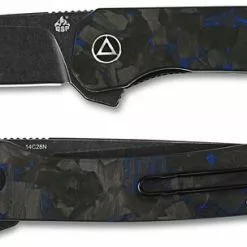 QSP Knives QSP Osprey Knife QS139-G2 - Black 14C28N - Shredded Black And Blue Carbon Fiber Overlay G10 - Liner Lock