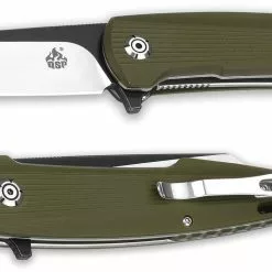 QSP Knives QSP Phoenix Knife QS108-B - Black / Satin D2 Reverse Tanto - OD G10 - Liner Lock Flipper Folder