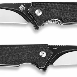 QSP Knives QSP Mamba Knife QS111-A - Black / Satin VG-10 Drop Point - Carbon Fiber - Liner Lock Flipper Folder