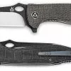 QSP Knives QSP Locust Knife QS117-B - Black / Satin VG-10 Wharncliffe - Black Micarta - Liner Lock Flipper Folder