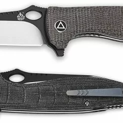 QSP Knives QSP Locust Knife QS117-B - Black / Satin VG-10 Wharncliffe - Black Micarta - Liner Lock Flipper Folder