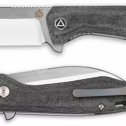 QSP Knives QSP Pelican Knife QS118-C - 2 Tone Satin S35VN Sheepfoot - Black Micarta - Liner Lock Flipper Folder