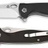 QSP Knives QSP Gavial Knife QS126-C - 2 Tone Satin D2 Clip Point - Black G10 - Liner Lock Flipper Folder