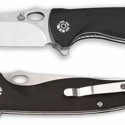 QSP Knives QSP Gavial Knife QS126-C - 2 Tone Satin D2 Clip Point - Black G10 - Liner Lock Flipper Folder
