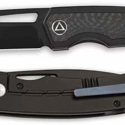 QSP Knives QSP Puffin Knife QS127-A - Black Ti S35VN Drop Point - Black Titanium And Carbon Fiber - Frame Lock Folder