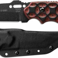 TOPS Knives C.A.T. 200H-02 - Black 1095 Steel Hunters Point - Red / Black Rocky Mountain Bullseye G10