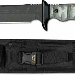 TOPS Knives Apache Falcon Knife AFAL-01 - Snake Blocker Fighter - Tactical Gray 1095 Steel - Black Linen Micarta - USA Made