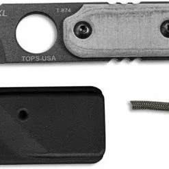 TOPS Knives ALRTXL 05 Neck Knife - Anywhere Last Resort Tool - Black 1095 Hunters Point - Black Micarta