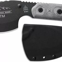 TOPS Knives American Trail Maker ATM-01 - Black Traction Coat 1095 Drop Point - Black Linen Micarta