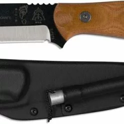 TOPS Knives / Brothers Of Bushcraft BOB Fieldcraft Knife BROS-01 - Black 1095 Steel Blade - Tan Micarta