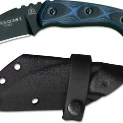 TOPS Knives Devil's Claw 2 Karambit DEVCL-02 - Black Traction Coated 1095 Steel - Blue / Black G10 With Ring Pommel - USA Made