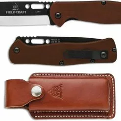 TOPS Knives Fieldcraft Folder FCF-01 - Black Cerakote Drop Point - Tan Canvas Micarta Folding Knife