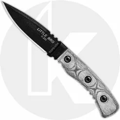 TOPS Knives Little Bro Knife LBRO-01 - Black Traction Coated 1095 Drop Point - Black Micarta - USA Made