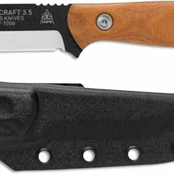 TOPS Knives Fieldcraft 3.5 Mini Bros MBROS-01 - Bushcraft Knife - Black 1095 - Tan Canvas Micarta - USA Made