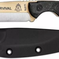 TOPS Knives Mini Scandi Survival Neck Knife MSK-SURV - Leo Espinoza - Coyote Tan 1095 Steel Blade - Black Micarta