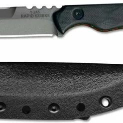 TOPS Knives Rapid Strike RDSK-01 TS - Leo Espinoza EDC - Tumble Finish Double Edge 154CM Spear Point - Black G10 Handle