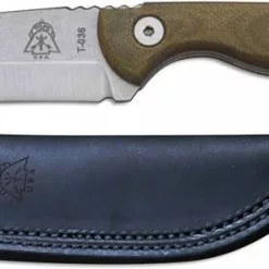 TOPS Knives Scandi Trekker Knife STREK-3.5 - Tumble Finish 1095 Steel Hunters Point - Green Micarta