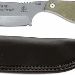 TOPS Knives Scandi Woodsman SWOOD-3.5 - Tumble Finished 1095 - Green Canvas Micarta - USA Made