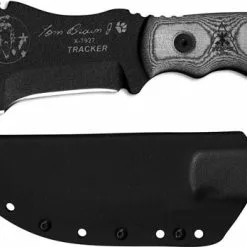 TOPS Knives Tom Brown Tracker 2 TBT-020 - Black Traction Coated 1095 Steel Blade - Black Linen Micarta
