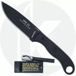 TOPS Knives Hunters Of Gunmen HOG-45 - Black 1095 Drop Point - Black Linen Micarta - USA Made